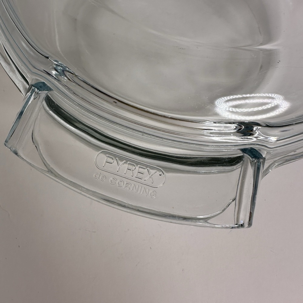 VTG PYREX DE CORNING Clear Glass Round Baking Dish‎ Bowl Set W/ Lids France - Picture 4 of 5